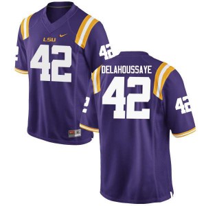 Men's Tigers #42 Colby Delahoussaye Purple Player Jersey 437422-990