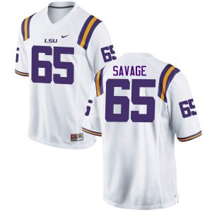 Mens Louisiana State Tigers #65 Jakori Savage White Official Jersey 690890-171