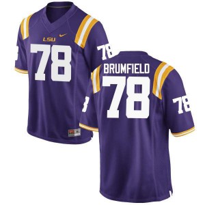 Men LSU Tigers #78 Garrett Brumfield Purple Stitch Jersey 595554-264