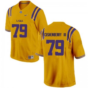 Mens LSU #79 Lloyd Cushenberry III Gold Stitched Jerseys 699625-934