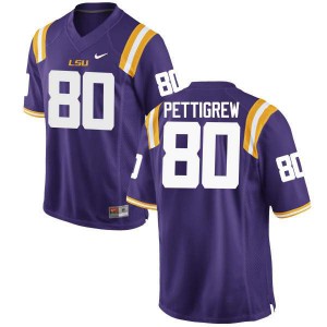 Mens LSU Tigers #80 Jamal Pettigrew Purple College Jerseys 103758-865