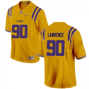 Men LSU #90 Rashard Lawrence Gold Stitch Jerseys 473021-117