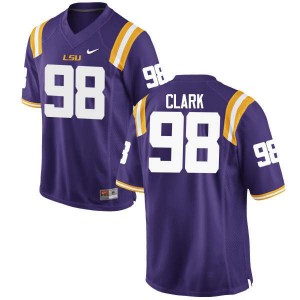 Mens Louisiana State Tigers #98 Deondre Clark Purple College Jersey 488901-555