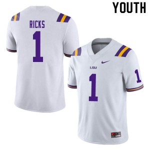 Youth LSU #1 Elias Ricks White Official Jersey 264487-126