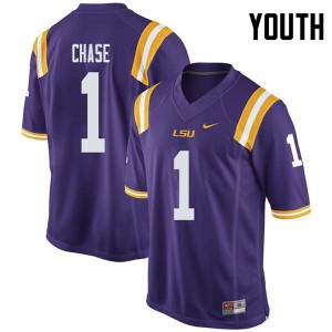 Youth Tigers #1 Ja'Marr Chase Purple Player Jersey 596039-588