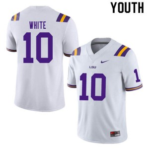 Youth Louisiana State Tigers #10 Josh White White University Jerseys 958117-830
