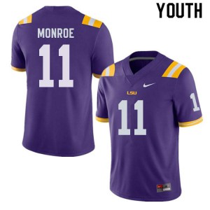 Youth LSU Tigers #11 Eric Monroe Purple Player Jersey 234567-809