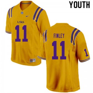 Youth LSU #11 TJ Finley Gold Player Jersey 937612-501