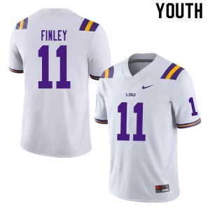 Youth Louisiana State Tigers #11 TJ Finley White High School Jersey 251925-796