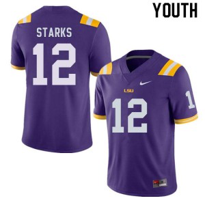 Youth LSU #12 Donte Starks Purple Stitch Jerseys 845190-835