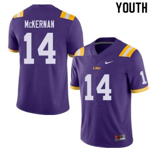 Youth LSU Tigers #14 John Gordon McKernan Purple Embroidery Jerseys 418049-408