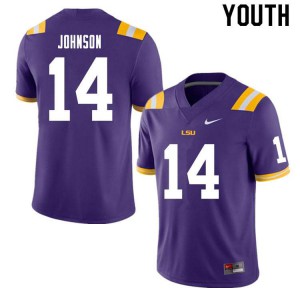 Youth Tigers #14 Max Johnson Purple Embroidery Jerseys 560389-810