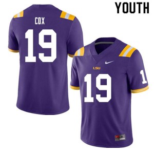 Youth Tigers #19 Jabril Cox Purple Embroidery Jerseys 614690-763