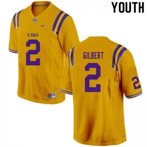 Youth LSU #2 Arik Gilbert Gold Stitched Jersey 157398-805