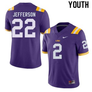 Youth LSU #2 Justin Jefferson Purple College Jerseys 928389-795