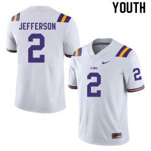 Youth LSU #2 Justin Jefferson White Football Jerseys 294532-618