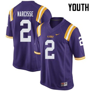 Youth LSU #2 Lowell Narcisse Purple Player Jerseys 701371-220