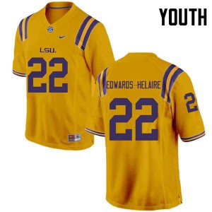 Youth Louisiana State Tigers #22 Clyde Edwards-Helaire Gold Stitched Jersey 196886-111