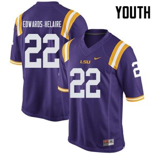 Youth Louisiana State Tigers #22 Clyde Edwards-Helaire Purple NCAA Jersey 271901-256