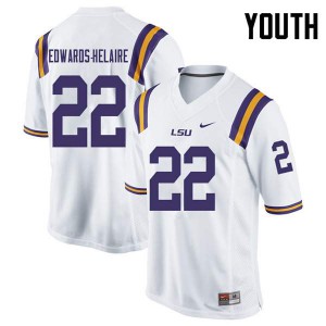 Youth LSU #22 Clyde Edwards-Helaire White Stitch Jerseys 909058-374