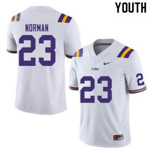 Youth LSU #23 Corren Norman White Embroidery Jerseys 247875-241