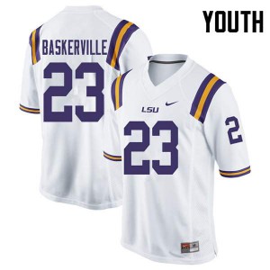 Youth LSU #23 Micah Baskerville White High School Jersey 569311-198