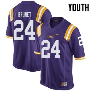 Youth Tigers #24 Colby Brunet Purple Official Jersey 414742-804