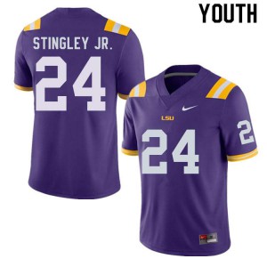 Youth LSU Tigers #24 Derek Stingley Jr. Purple Alumni Jersey 841378-569
