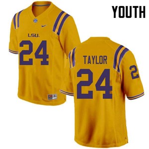Youth Tigers #24 Tyler Taylor Gold High School Jersey 766335-719