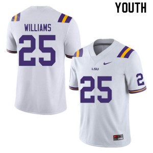 Youth LSU #25 Josh Williams White College Jerseys 469040-543