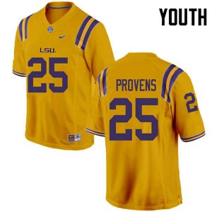 Youth LSU #25 Tae Provens Gold Stitch Jerseys 349993-172