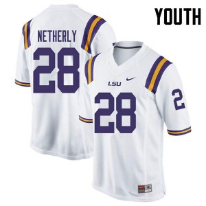 Youth Louisiana State Tigers #28 Mannie Netherly White Player Jerseys 619069-284