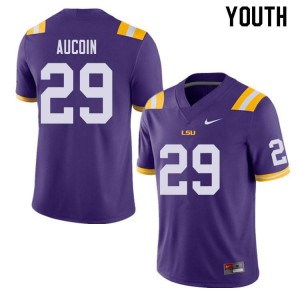 Youth LSU Tigers #29 Alex Aucoin Purple Embroidery Jerseys 147450-150