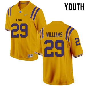 Youth LSU #29 Greedy Williams Gold NCAA Jerseys 881071-354