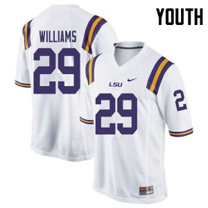 Youth LSU #29 Greedy Williams White Football Jerseys 473092-262