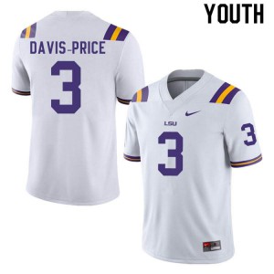 Youth LSU #3 Tyrion Davis-Price White High School Jersey 340711-108