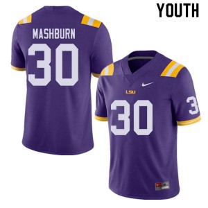 Youth LSU Tigers #30 Jack Mashburn Purple Player Jerseys 330463-725