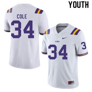Youth LSU #34 Lloyd Cole White Stitched Jersey 139488-882