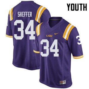 Youth Louisiana State Tigers #34 Zach Sheffer Purple Stitch Jerseys 914997-961