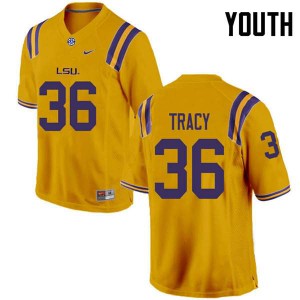 Youth LSU #36 Cole Tracy Gold Stitch Jersey 809755-272