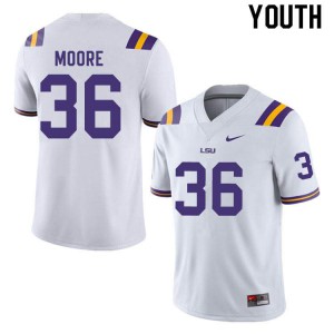 Youth LSU Tigers #36 Derian Moore White NCAA Jerseys 546044-443