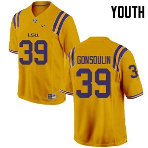 Youth LSU #39 Jack Gonsoulin Gold Official Jerseys 659345-549