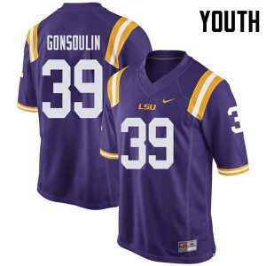 Youth Louisiana State Tigers #39 Jack Gonsoulin Purple Stitch Jerseys 916204-475