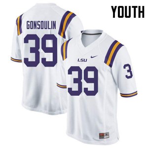 Youth LSU #39 Jack Gonsoulin White NCAA Jerseys 803239-659