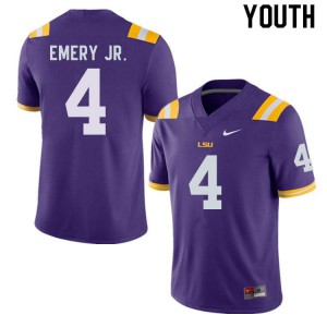 Youth Louisiana State Tigers #4 John Emery Jr. Purple Embroidery Jersey 836349-397