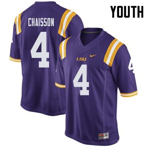 Youth Louisiana State Tigers #4 K'Lavon Chaisson Purple Stitch Jerseys 126276-243