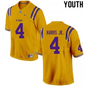 Youth LSU #4 Todd Harris Jr. Gold Stitch Jerseys 123982-552