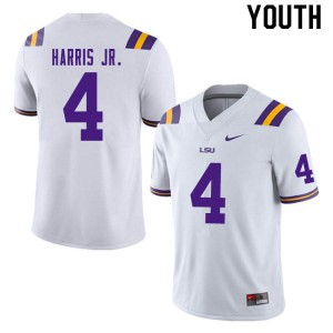 Youth LSU #4 Todd Harris Jr. White Stitched Jerseys 101330-240