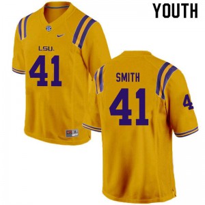 Youth LSU #41 Carlton Smith Gold Embroidery Jersey 898797-974