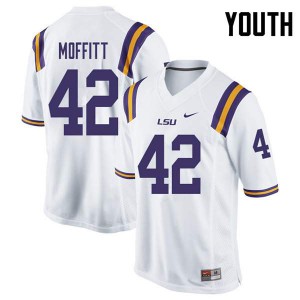 Youth LSU Tigers #42 Aaron Moffitt White Football Jerseys 371587-216